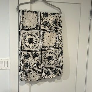 Black and cream midi skirt with slit in back